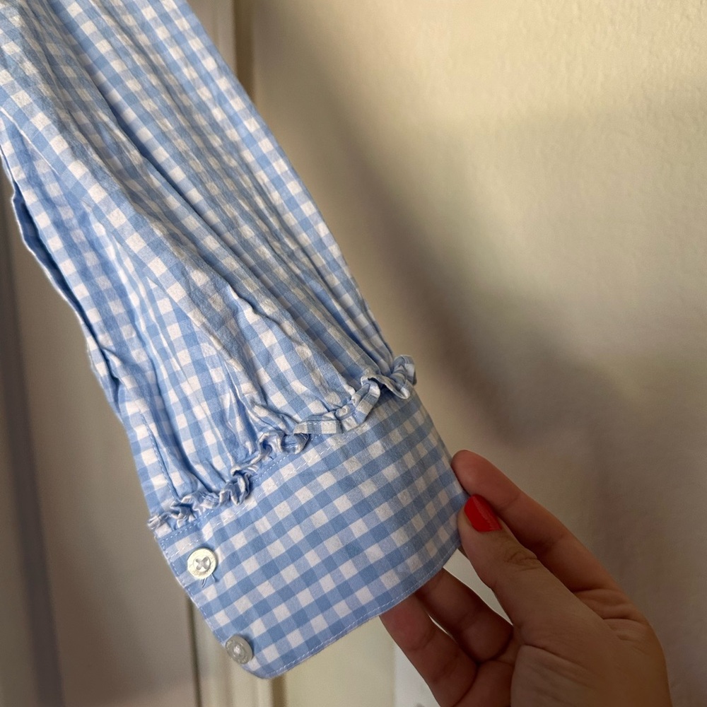 Crown & Ivy Gingham Blue & White Ruffle Dress - Picture 5 of 10